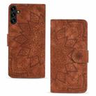 For Samsung Galaxy S24 FE 5G Mandala Embossed Dual-Fold Calf Leather Phone Case(Brown) - 2