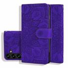 For Samsung Galaxy S23 FE 5G Mandala Embossed Dual-Fold Calf Leather Phone Case(Purple) - 1