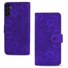 For Samsung Galaxy S23 FE 5G Mandala Embossed Dual-Fold Calf Leather Phone Case(Purple) - 2