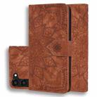 For Samsung Galaxy S23 5G Mandala Embossed Dual-Fold Calf Leather Phone Case(Brown) - 1