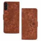 For Samsung Galaxy S23 5G Mandala Embossed Dual-Fold Calf Leather Phone Case(Brown) - 2