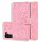 For Samsung Galaxy S23 5G Mandala Embossed Dual-Fold Calf Leather Phone Case(Pink) - 1