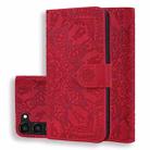 For Samsung Galaxy S23 5G Mandala Embossed Dual-Fold Calf Leather Phone Case(Red) - 1