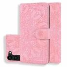 For Samsung Galaxy S23+ 5G Mandala Embossed Dual-Fold Calf Leather Phone Case(Pink) - 1