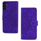 For Samsung Galaxy S23+ 5G Mandala Embossed Dual-Fold Calf Leather Phone Case(Purple) - 2