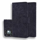 For Samsung Galaxy S23 Ultra 5G Mandala Embossed Dual-Fold Calf Leather Phone Case(Black) - 1