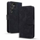 For Samsung Galaxy S25 Ultra 5G Mandala Embossed Dual-Fold Calf Leather Phone Case(Black) - 1