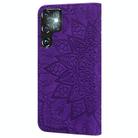 For Samsung Galaxy S25 Ultra 5G Mandala Embossed Dual-Fold Calf Leather Phone Case(Purple) - 3