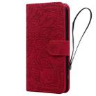 For Samsung Galaxy S25 Ultra 5G Mandala Embossed Dual-Fold Calf Leather Phone Case(Red) - 2