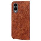 For Samsung Galaxy S25 Edge 5G Mandala Embossed Dual-Fold Calf Leather Phone Case(Brown) - 3