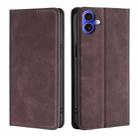 For iPhone 16 Skin Feel Magnetic Leather Phone Case(Dark Brown) - 1