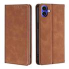 For iPhone 16 Skin Feel Magnetic Leather Phone Case(Light Brown) - 1