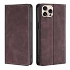 For iPhone 16 Pro Max Skin Feel Magnetic Leather Phone Case(Dark Brown) - 1