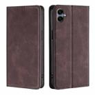 For Samsung Galaxy A06 Skin Feel Magnetic Leather Phone Case(Dark Brown) - 1