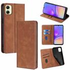 For Samsung Galaxy A05 4G Skin Feel Magnetic Leather Phone Case(Light Brown) - 1