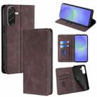 For Samsung Galaxy A36 5G Skin Feel Magnetic Leather Phone Case(Dark Brown) - 1