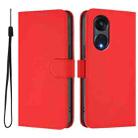 For OPPO A1 Pro 5G Skin Feel Solid Color Leather Phone Case with Lanyard(Red) - 2