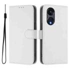 For OPPO A1 Pro 5G Skin Feel Solid Color Leather Phone Case with Lanyard(White) - 2
