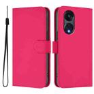 For OPPO A1 Pro 5G Skin Feel Solid Color Leather Phone Case with Lanyard(Rose Red) - 2