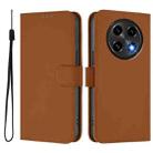 For OPPO A2 Pro 5G Global Skin Feel Solid Color Leather Phone Case with Lanyard(Brown) - 2