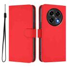 For OPPO A2 Pro 5G Global Skin Feel Solid Color Leather Phone Case with Lanyard(Red) - 2