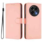 For OPPO A2 Pro 5G Global Skin Feel Solid Color Leather Phone Case with Lanyard(Pink) - 2