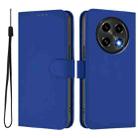 For OPPO A2 Pro 5G Global Skin Feel Solid Color Leather Phone Case with Lanyard(Dark Blue) - 2