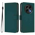 For OPPO A2 Pro 5G Global Skin Feel Solid Color Leather Phone Case with Lanyard(Dark Green) - 2