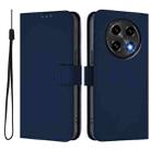 For OPPO A2 Pro 5G Global Skin Feel Solid Color Leather Phone Case with Lanyard(Navy Blue) - 2