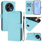 For OPPO A2 Pro 5G Global Skin Feel Solid Color Leather Phone Case with Lanyard(Sky Blue) - 1