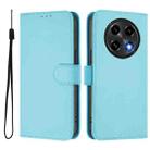 For OPPO A2 Pro 5G Global Skin Feel Solid Color Leather Phone Case with Lanyard(Sky Blue) - 2