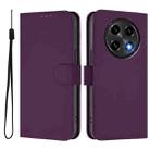 For OPPO A2 Pro 5G Global Skin Feel Solid Color Leather Phone Case with Lanyard(Violet) - 2