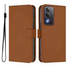 For OPPO A3 Pro Global Skin Feel Solid Color Leather Phone Case with Lanyard(Brown) - 2