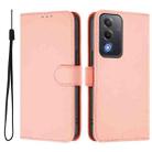 For OPPO A3 Pro Global Skin Feel Solid Color Leather Phone Case with Lanyard(Pink) - 2