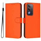 For OPPO A3 Pro Global Skin Feel Solid Color Leather Phone Case with Lanyard(Orange) - 2