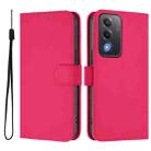 For OPPO A3 Pro Global Skin Feel Solid Color Leather Phone Case with Lanyard(Rose Red) - 2