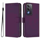 For OPPO A3 Pro Global Skin Feel Solid Color Leather Phone Case with Lanyard(Violet) - 2