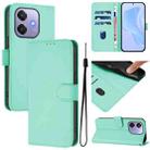 For OPPO A3x 5G Global Skin Feel Solid Color Leather Phone Case with Lanyard(Mint Green) - 1