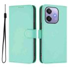 For OPPO A3x 5G Global Skin Feel Solid Color Leather Phone Case with Lanyard(Mint Green) - 2