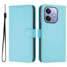 For OPPO A3x 5G Global Skin Feel Solid Color Leather Phone Case with Lanyard(Sky Blue) - 2