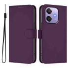 For OPPO A3x 5G Global Skin Feel Solid Color Leather Phone Case with Lanyard(Violet) - 2