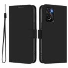 For OPPO A36 4G / A76 4G / A96 4G Skin Feel Solid Color Leather Phone Case with Lanyard(Black) - 2