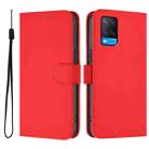 For OPPO A54 4G / A54s / A55 5G Skin Feel Solid Color Leather Phone Case with Lanyard(Red) - 2