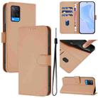 For OPPO A54 4G / A54s / A55 5G Skin Feel Solid Color Leather Phone Case with Lanyard(Nude) - 1