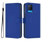 For OPPO A54 4G / A54s / A55 5G Skin Feel Solid Color Leather Phone Case with Lanyard(Dark Blue) - 2