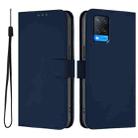 For OPPO A54 4G / A54s / A55 5G Skin Feel Solid Color Leather Phone Case with Lanyard(Navy Blue) - 2