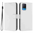 For OPPO A54 4G / A54s / A55 5G Skin Feel Solid Color Leather Phone Case with Lanyard(White) - 2