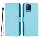 For OPPO A54 4G / A54s / A55 5G Skin Feel Solid Color Leather Phone Case with Lanyard(Sky Blue) - 2