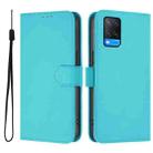 For OPPO A54 4G / A54s / A55 5G Skin Feel Solid Color Leather Phone Case with Lanyard(Lake Blue) - 2