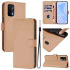 For OPPO A54 5G / A74 5G Skin Feel Solid Color Leather Phone Case with Lanyard(Nude) - 1